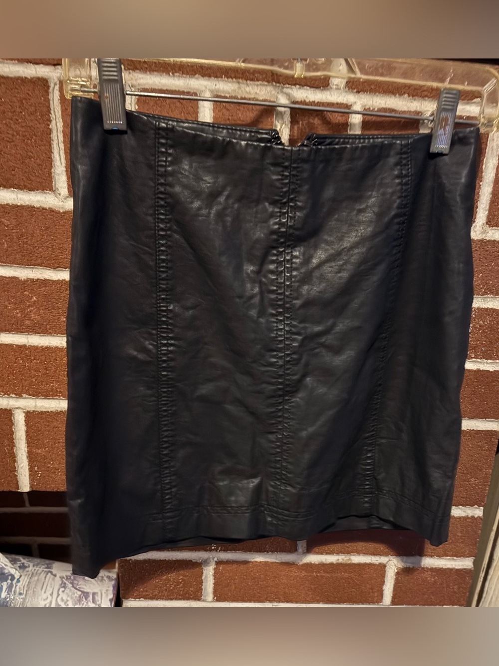 Free People Black Faux Leather Mini Skirt
